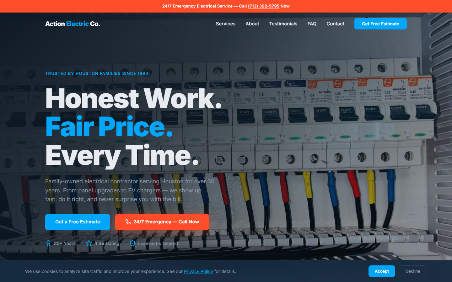 Action Electric Co - Professional electrical contractor website